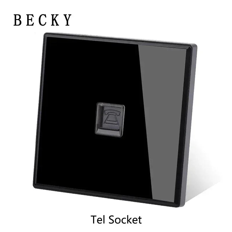 Modern Black Glass 16A Wall Socket & Retro Toggle Switch