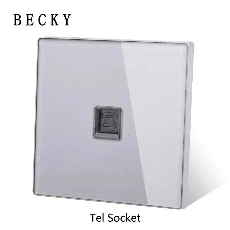 Modern Gray Glass Panel Switch with USB & Round Reset