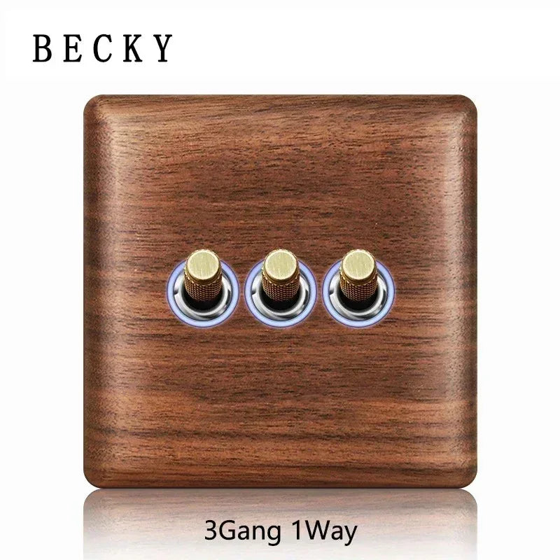 Modern Solid Wood Wall Switch & Socket – 1/2 Gang Dual Control UK