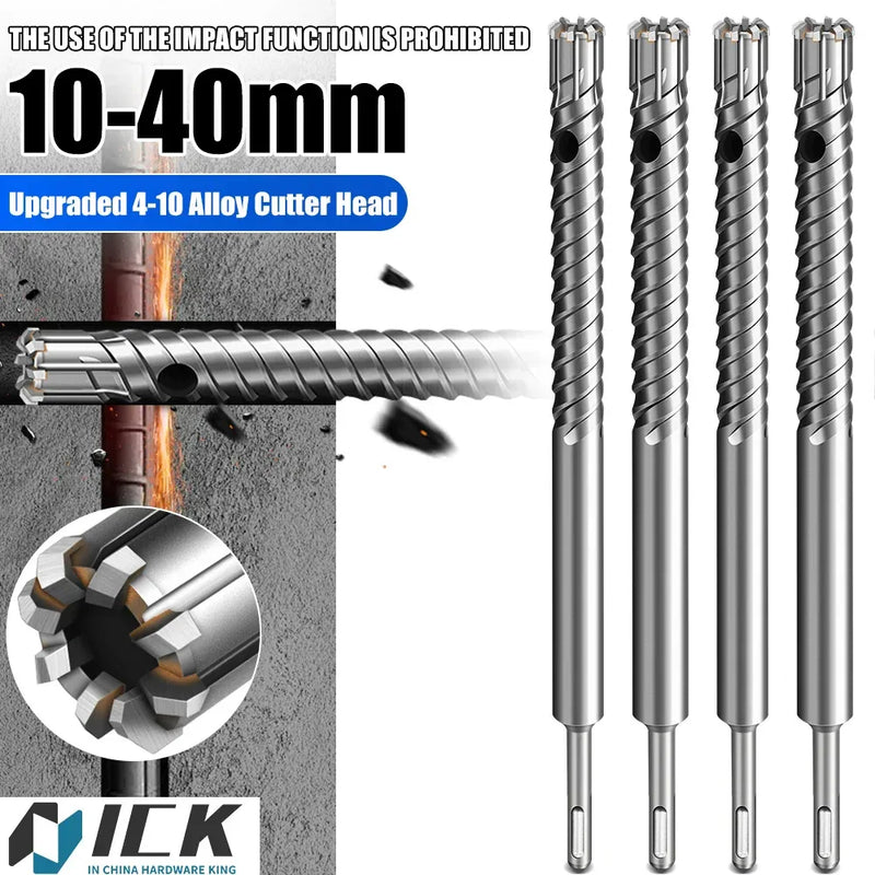 SDS-Plus Reinforced Concrete Drill Bit – 4-10 Blade Steel-Cutting High-Performance Design