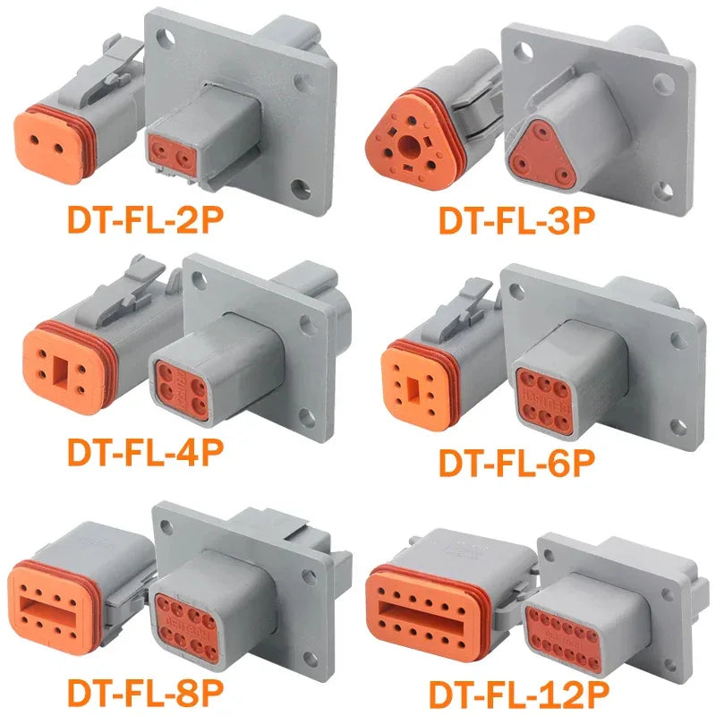 Deutsch Waterproof Connector with Flange – DT04/DT06 Multi-Pin Plug (2P–12P) Automotive Electrical Connector