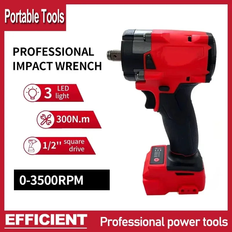 Brushless Cordless 1/2” Impact Wrench – Compatible with Milwaukee 18V Battery