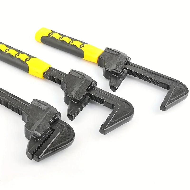 Adjustable F-type hand wrench for plumbing and pipe repair