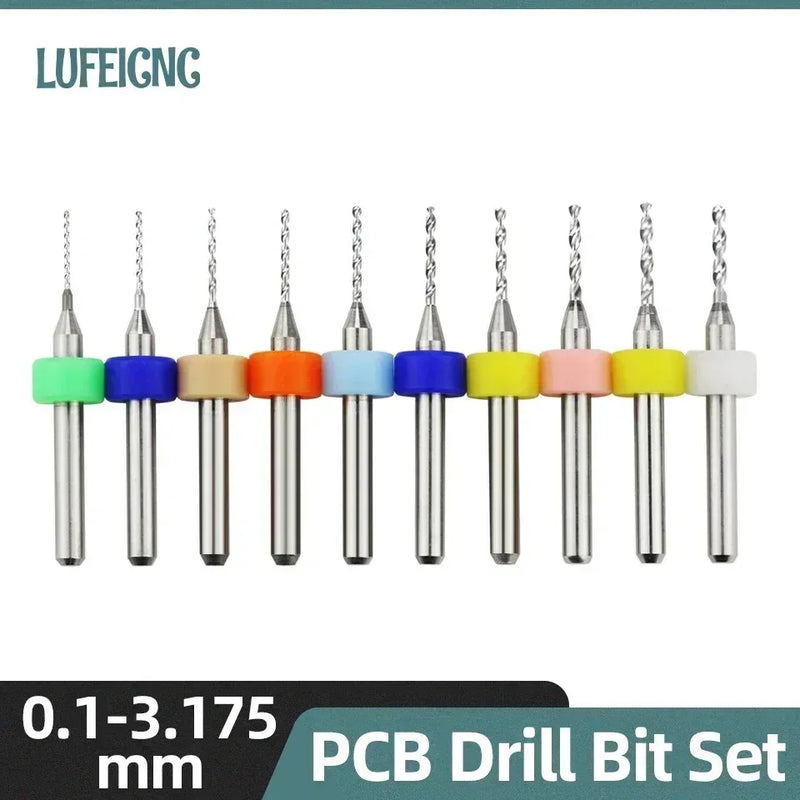 10PCS PCB Tungsten Steel Micro Drill Bit Set – 0.1-3.175mm Mini CNC Drill Bits