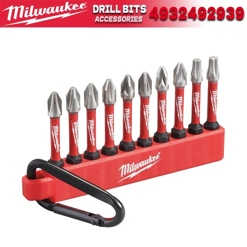 MILWAUKEE 4932492939 SHOCKWAVE Impact Duty Screwdriver Bit Carabiner Set – 10PC Driver Bits