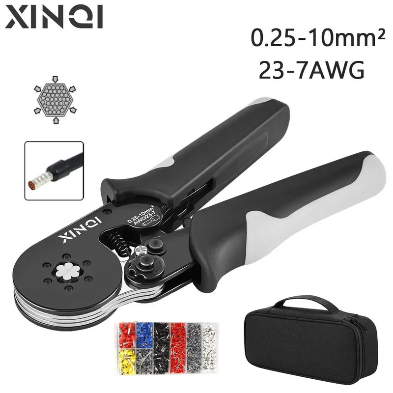 Hexagon Wire Terminal Ferrule Crimping Tool, HSC8 10-6A Self-Adjusting Ratchet