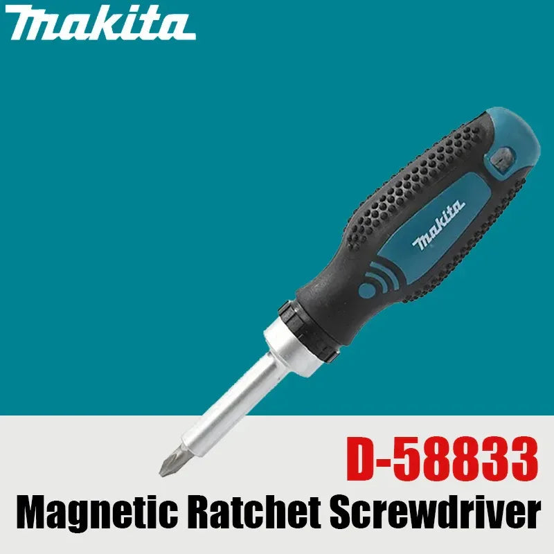 Makita D-58833 Magnetic Ratchet Screwdriver – 1/4" PH2 Bit Multifunctional Household Tool