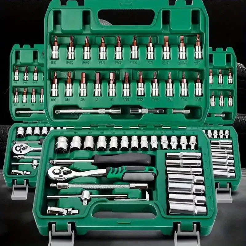 46PCS Professional Ratchet Set in Green Toolbox”