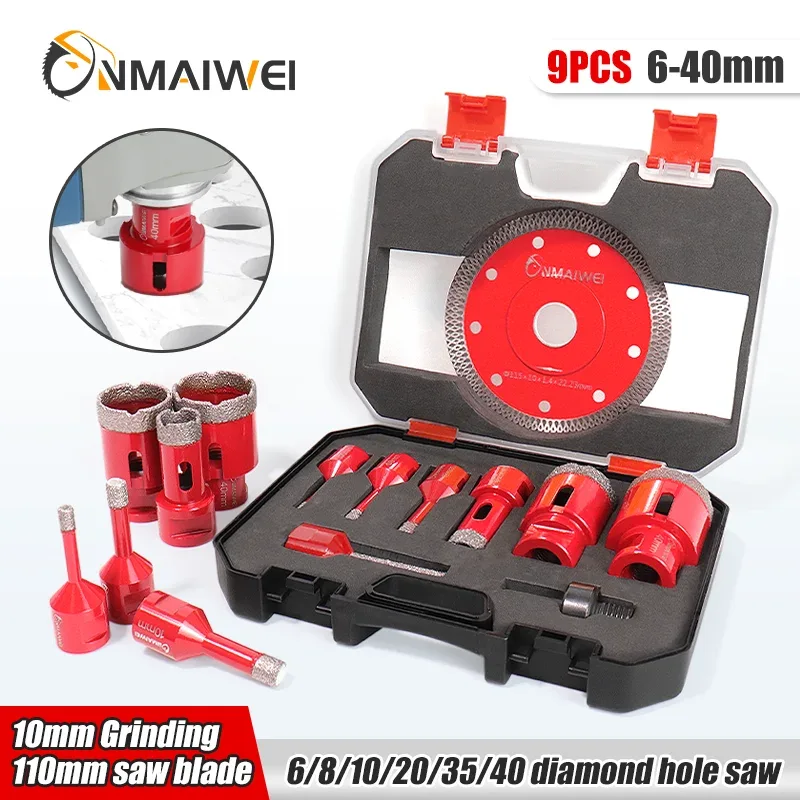 Dry Diamond Drill Bits & Saw Blade Set – Ceramic, Granite & Marble Tiles with M14 Thread