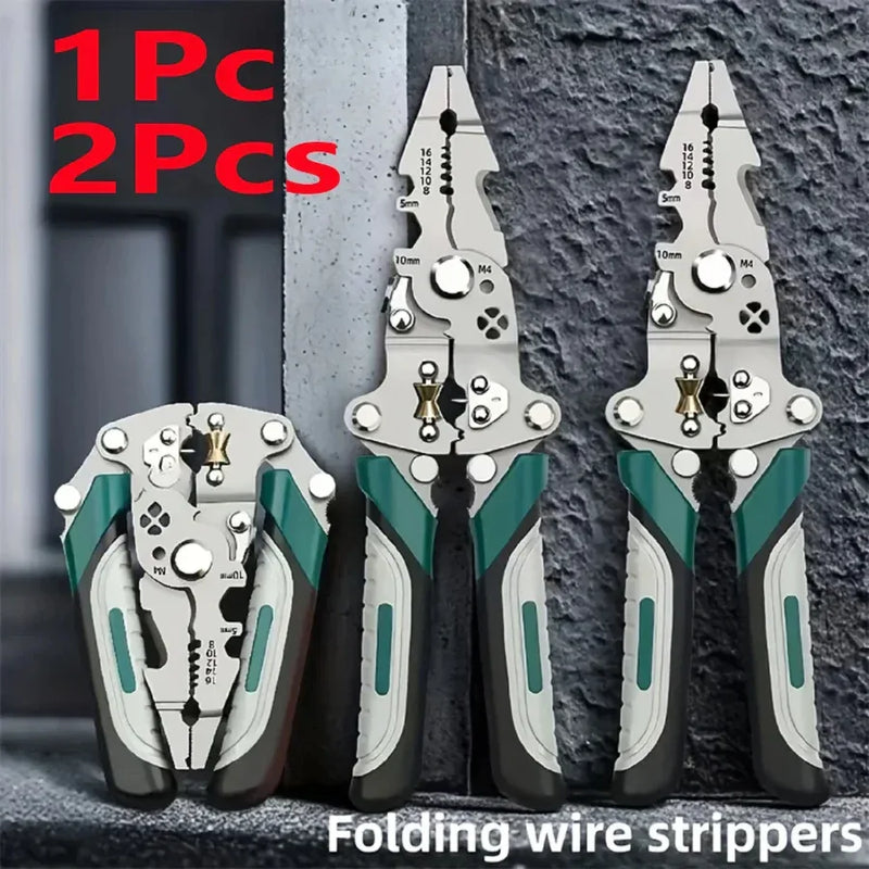 18-in-1 Foldable Wire Stripping and Crimping Pliers