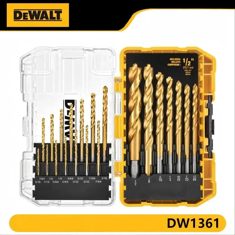 DEWALT DW1361 21PC HSS Titanium Nitride Drill Bit Set – Wood & Metal