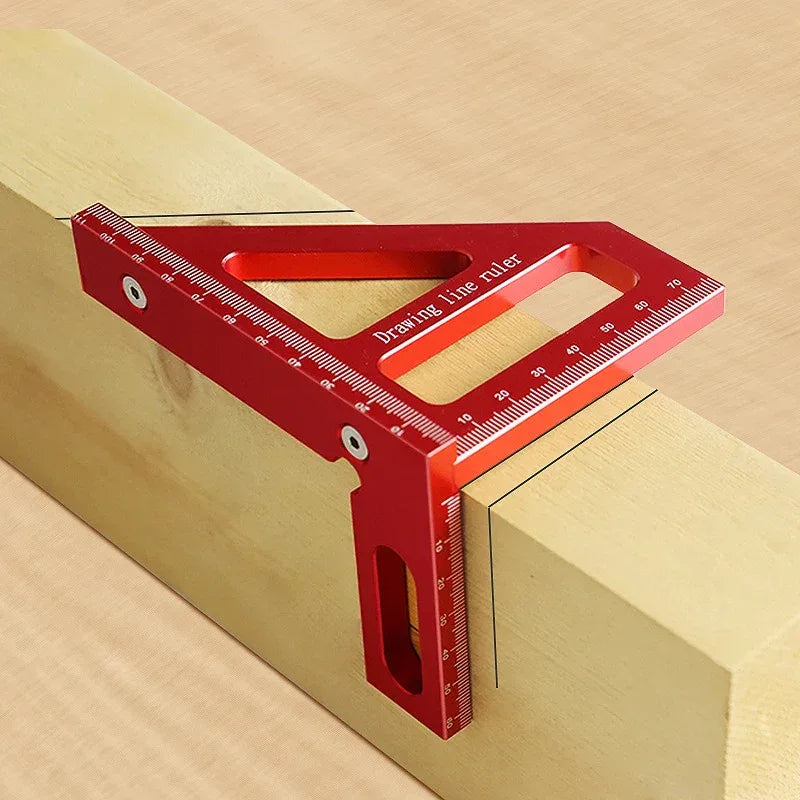 Woodworking Square Protractor – Aluminum Alloy Miter Triangle Ruler for Precision Measuring