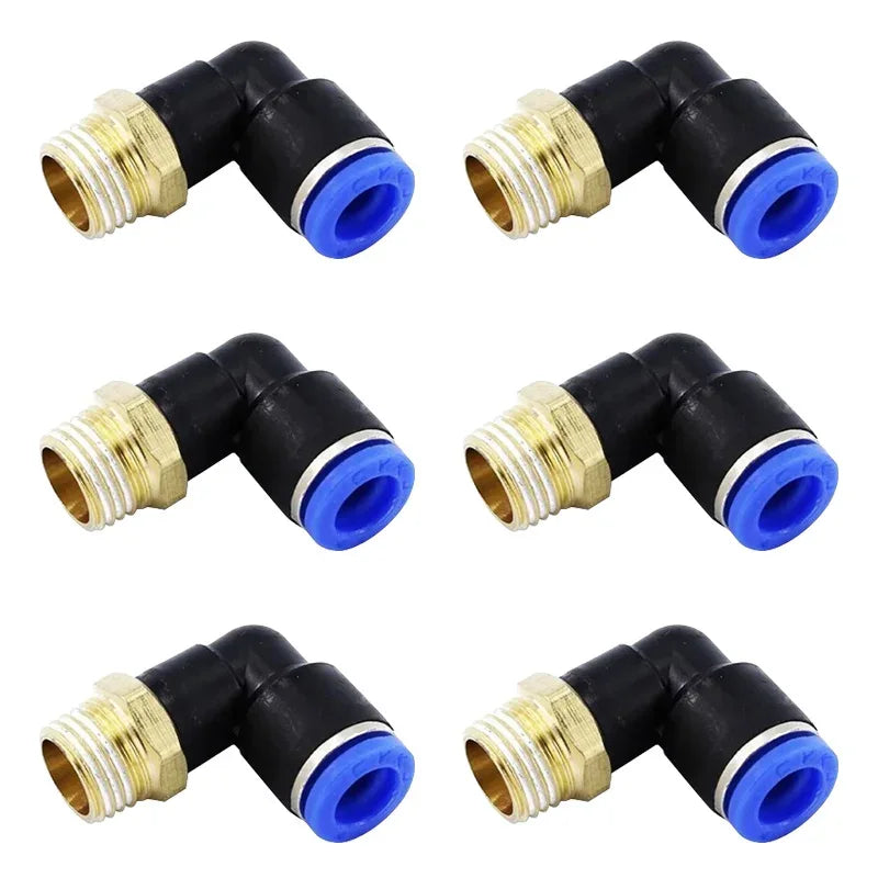 pneumatic air hose connector set with male thread elbow fittings