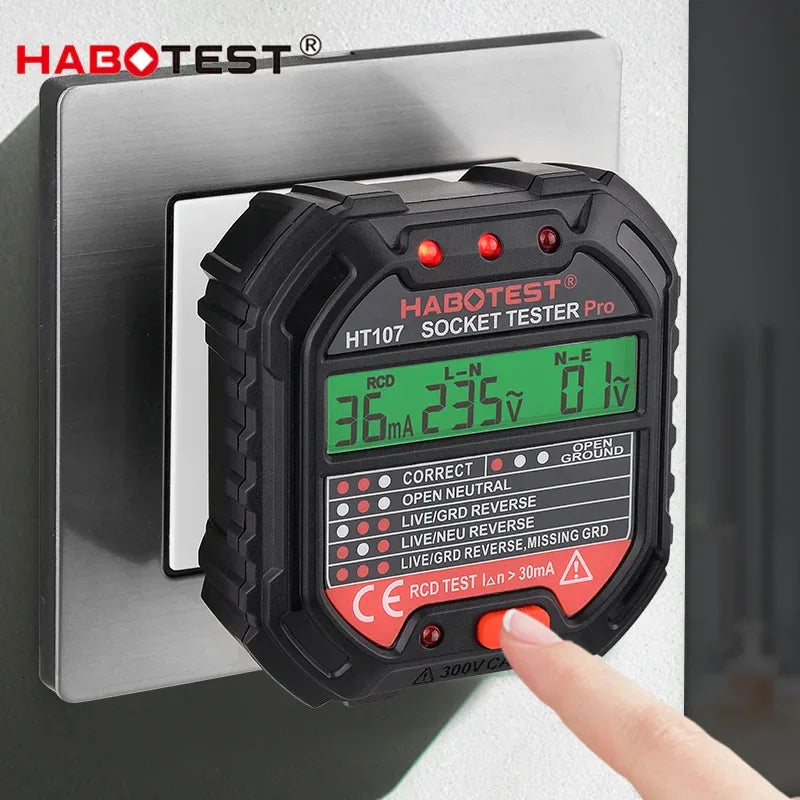 HT107 digital socket tester pro with RCD test