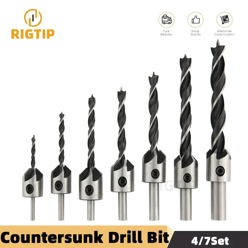 3mm-10mm   Drill Bit SetChamfer Drill Counterbore Pliot Hole Screw Hole Drill
