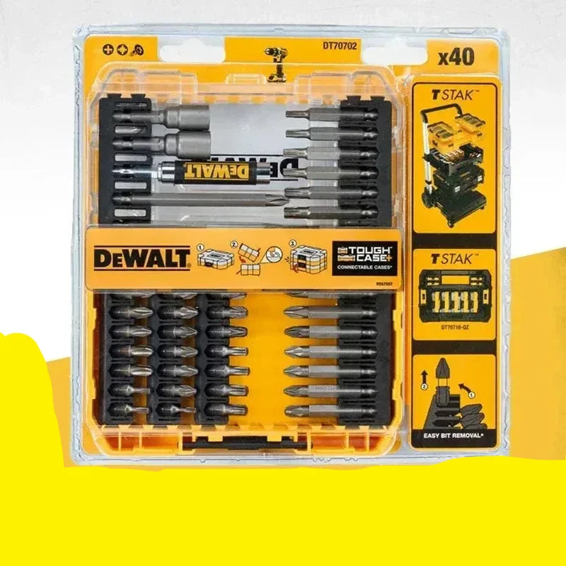 DEWALT DT70702 40 PCS Impact Screwdriver Bit Set With Tough Case Fits TStak Caddy Cordless Drill Driver Bits Set Accessories