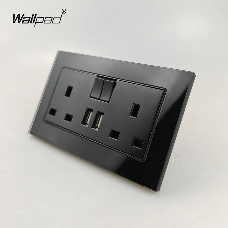 Double Switched Power Socket with 2 USB Charging Ports 146x86mm Size
