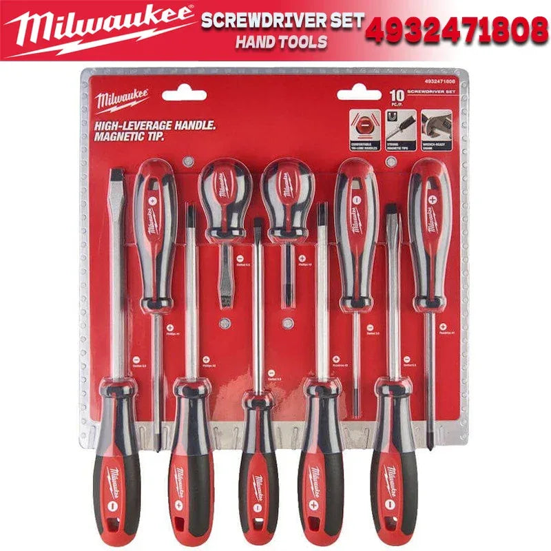 MILWAUKEE 4932471808 10PC Tri-Lobe Screwdriver Set – Phillips & Slotted Hand Tools