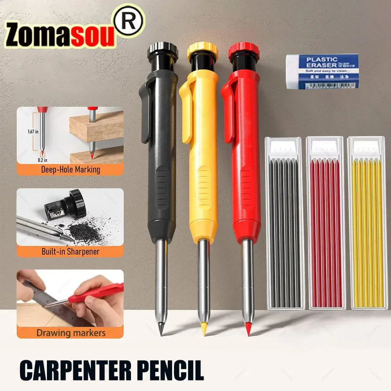 professional carpenter deep hole marker pencil for woodworking and construction