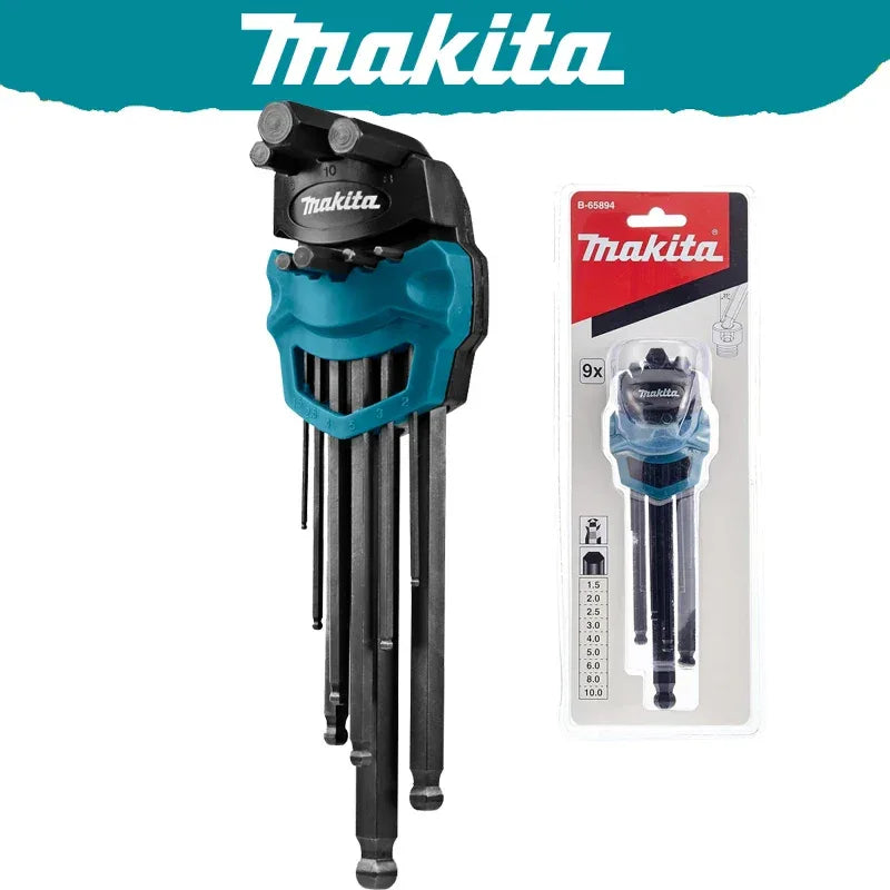 Makita B-65894 9 piece hex key wrench set multiple sizes