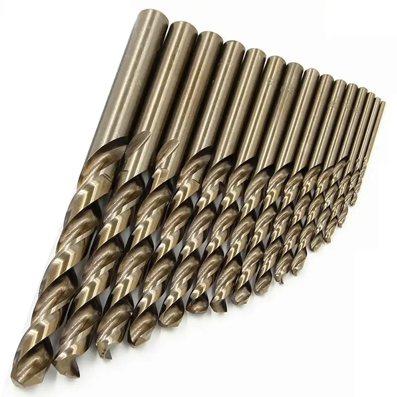 15pc M35 Cobalt Contain Roasted Yellow Straight Shank Twist Drill1.5-10mm High Speed Metal Drills