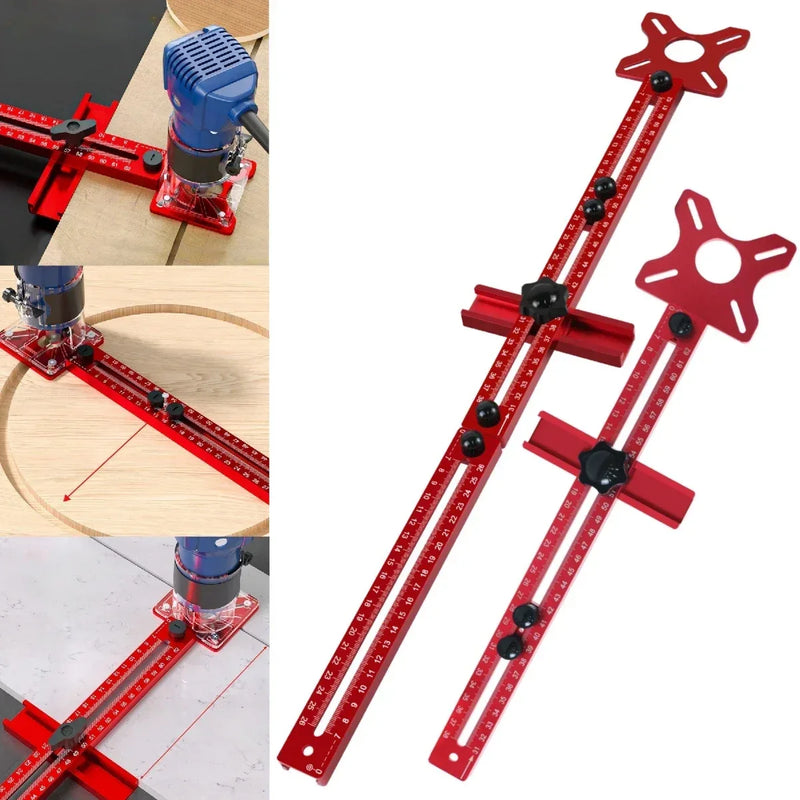 Extended 3-in-1 Router Milling Groove Bracket – 9–61cm Radius Circle Cutting Jig for Woodwork