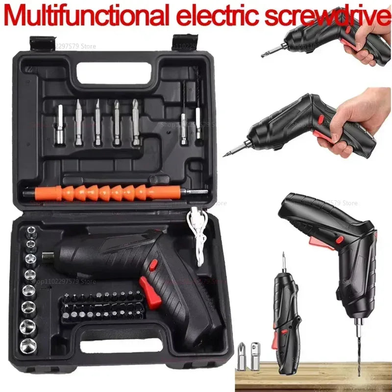 “47PCS Cordless Electric Screwdriver Kit with Lithium Battery