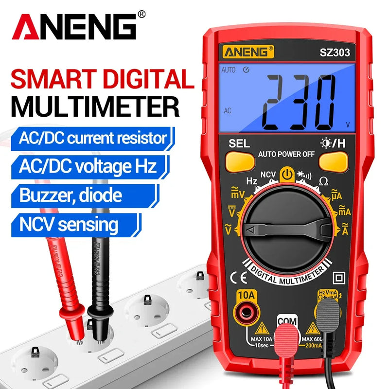 ANENG SZ303 Smart Digital Multimeter – 1999 Count AC/DC Voltage & Current Tester