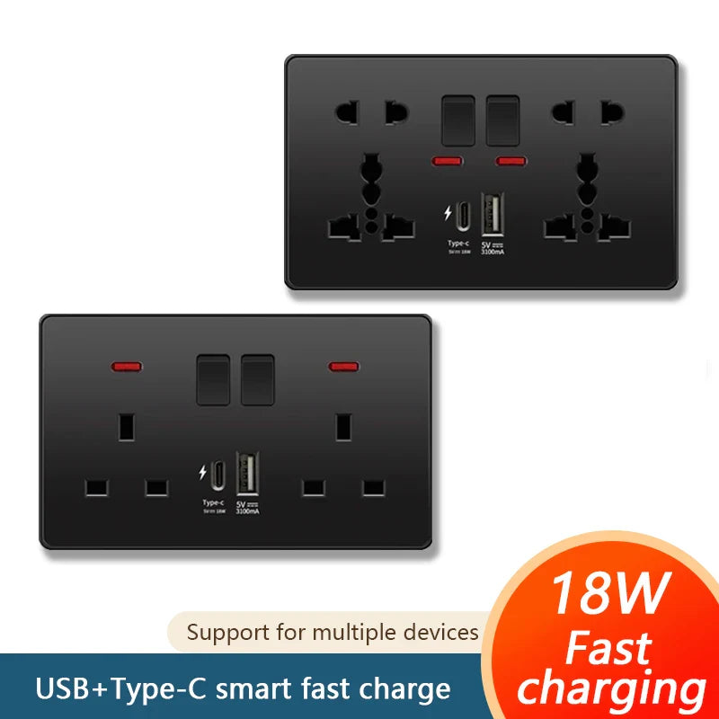 Universal 18W Fast Type C Wall Socket 220V with USB