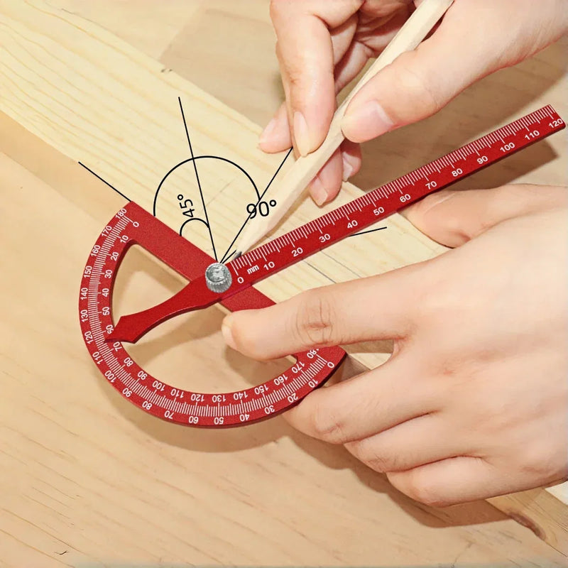 Aluminum Alloy Protractor Angle Marking Ruler – Multifunctional Woodworking Ruler