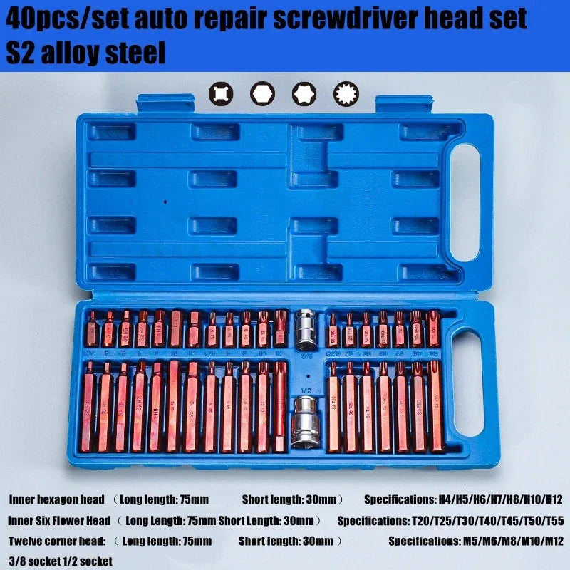 40pcs Torx spline hex bit set UK