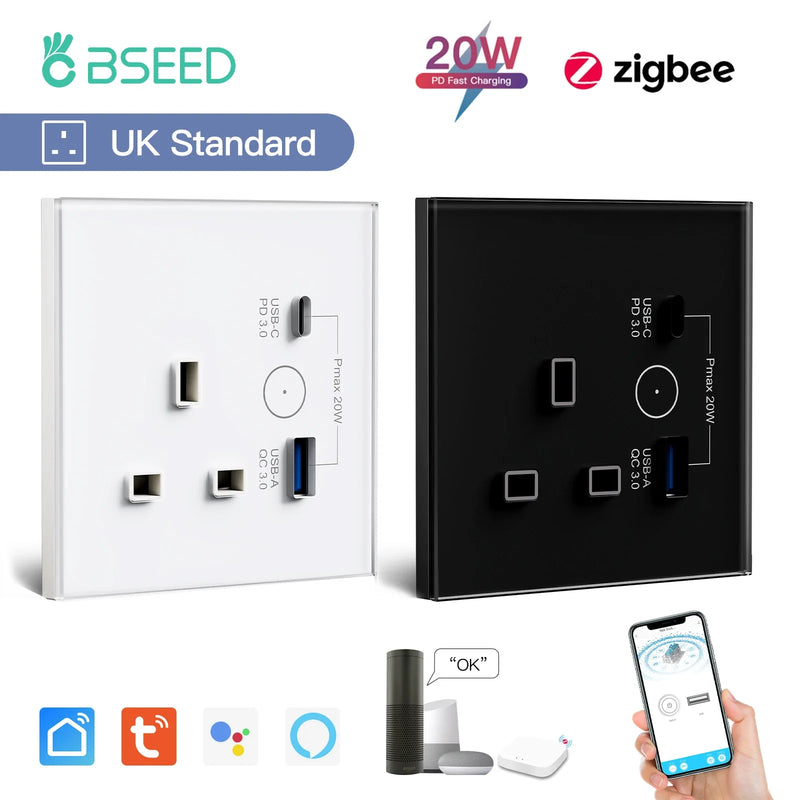 UK Smart Socket 13-A With USB Type-c with Alexa & Google