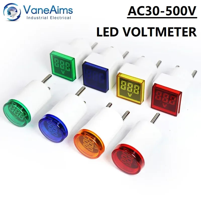 EU Plug Digital Voltage Meter – AC 30V-500V Mini Voltmeter with LED Display