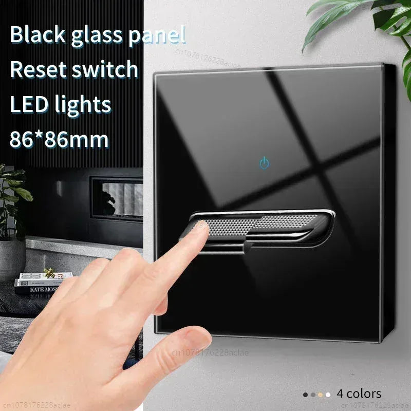 black tempered glass wall switch panel UK