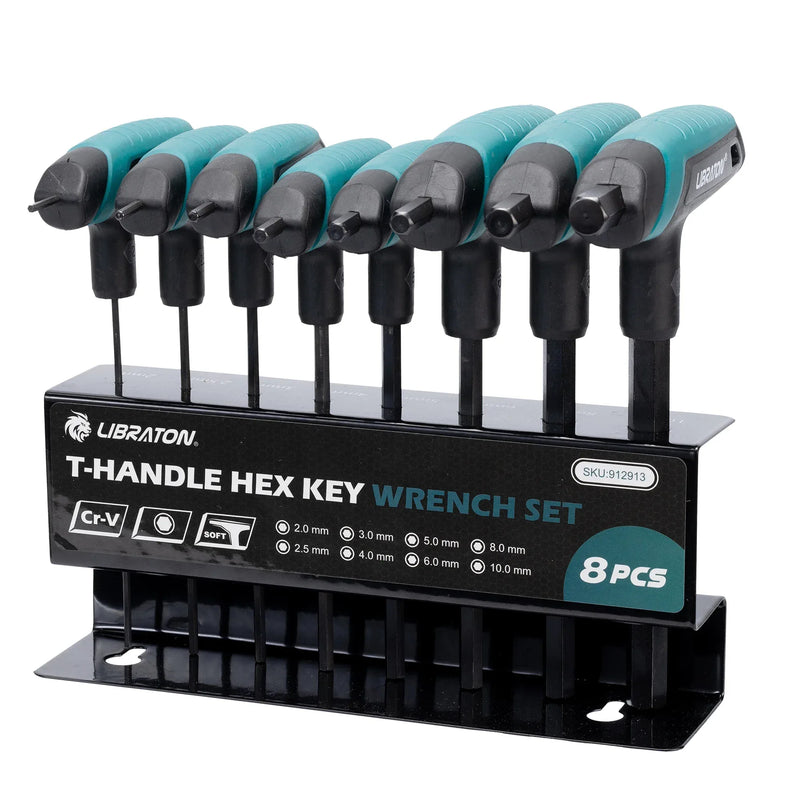 LIBRATON T-Handle hex key set 2.0mm to 10mm with storage rack