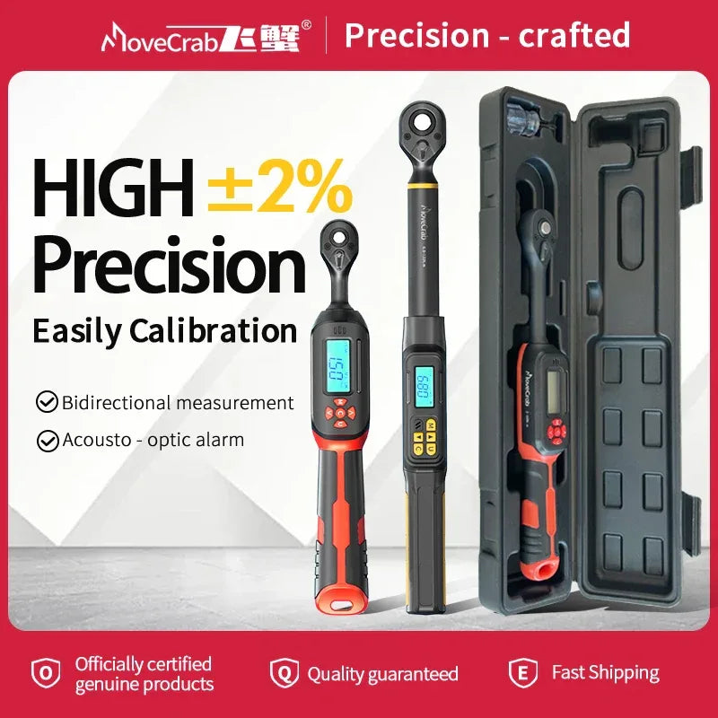 MOVECRAB Digital Torque Wrench 1.5–340 N·m – Preset Values, LED & Buzzer Notifications