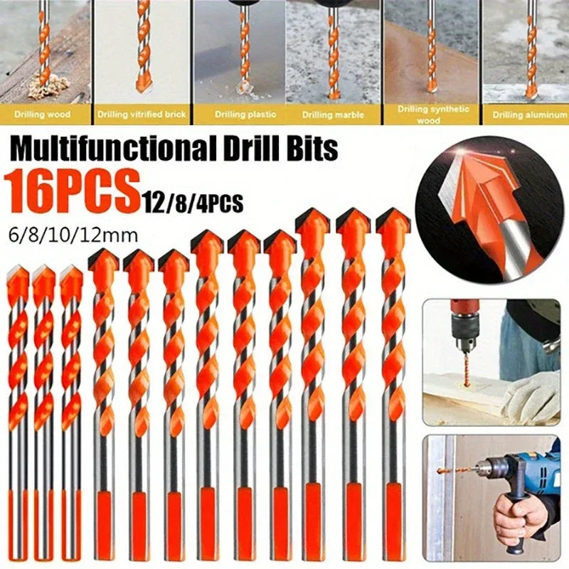 Tungsten Carbide Masonry Drill Bit Set 3-12mm – Metal, Steel, Tile, Concrete & Wood