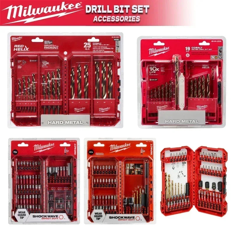 Milwaukee Driver Bit & Drill Set – Power Tool Accessories 48-32-4013, 48-89-2530/2531/4860