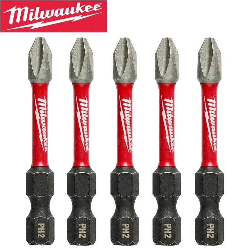 Milwaukee PH2 50mm Impact Bits – 5PCS SHOCKWAVE High-Hardness Electric Screwdriver Bits