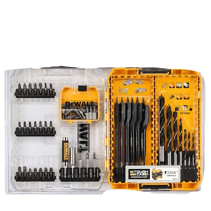 DEWALT 57PCS Mixed Drill Bit Set – Brad Point & Flatwood Bits for Drill Drivers