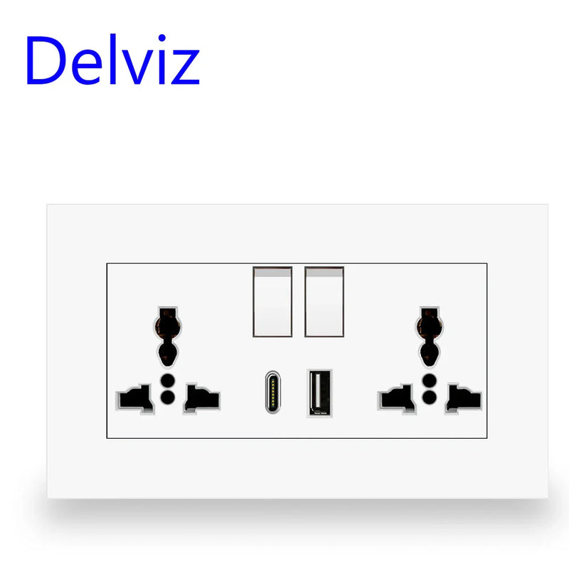Wall Socket with USB and Type-c port fast charging