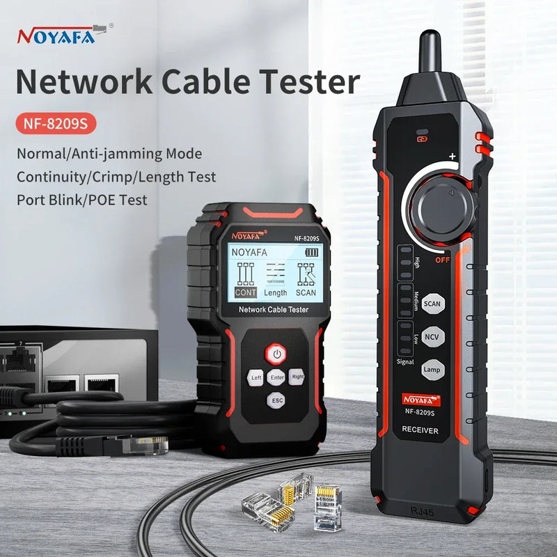 Noyafa NF-8209S LCD Network Cable Tester – Wire Tracker & PoE Current Length Tester