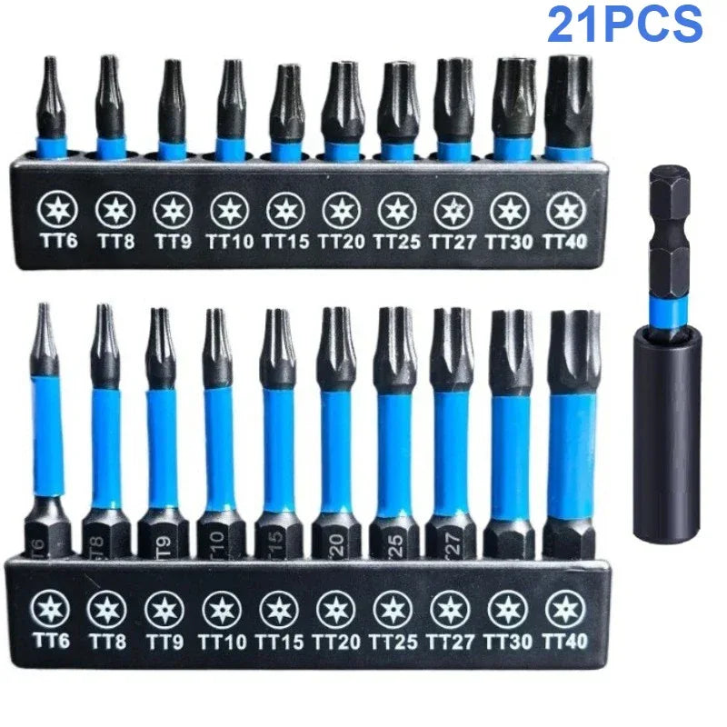 21/10PCS Star Impact Drill Bit Set – S2 Steel Hex Shank Magnetic Screwdriver Bits for Electric Drill