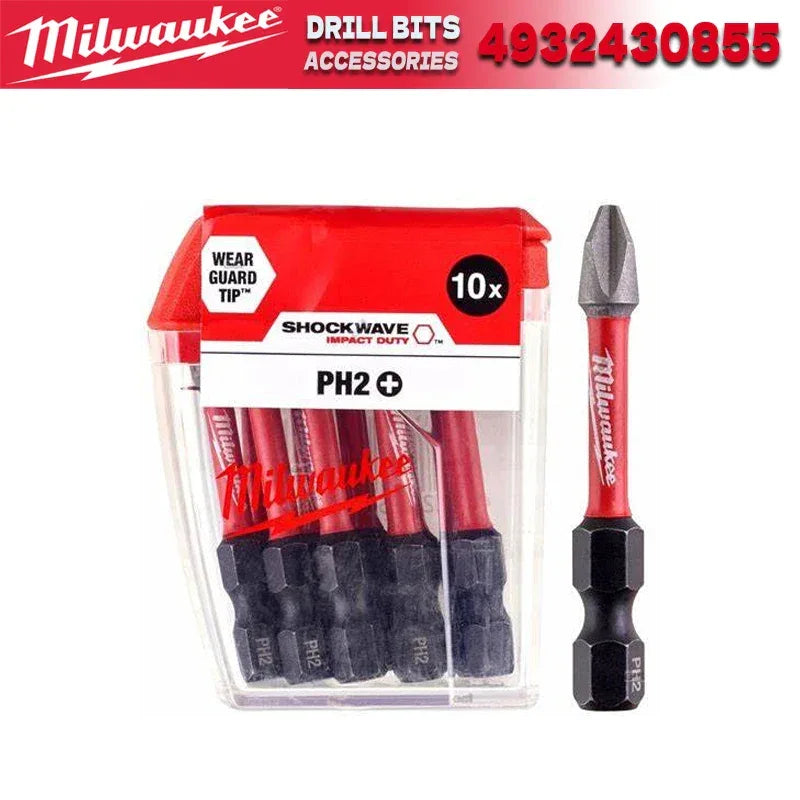 Milwaukee SHOCKWAVE PH2 50mm impact screwdriver bits 10-piece set