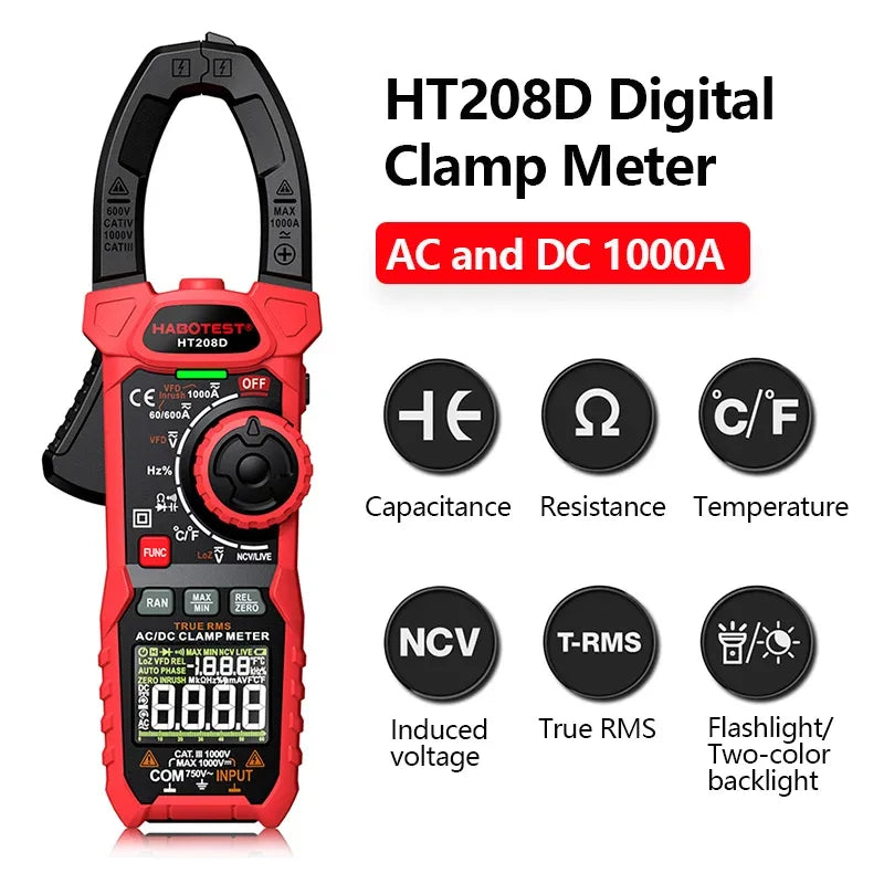 HT208A/D digital clamp meter AC DC True RMS multimeter