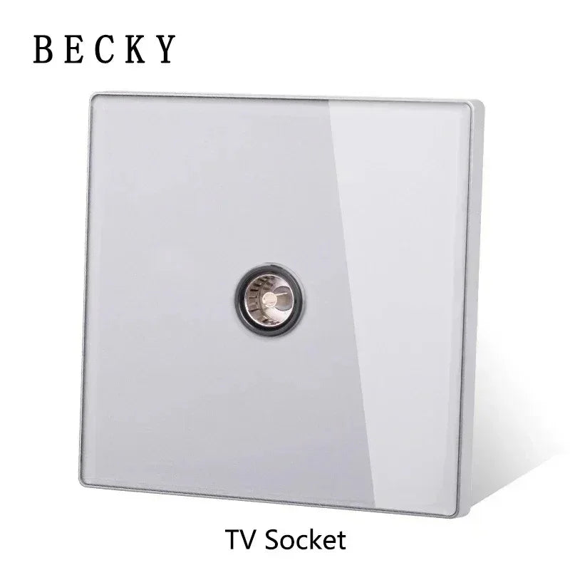 Luxury Gray Tempered Glass Touch Switch with 16A Outlet & USB-C